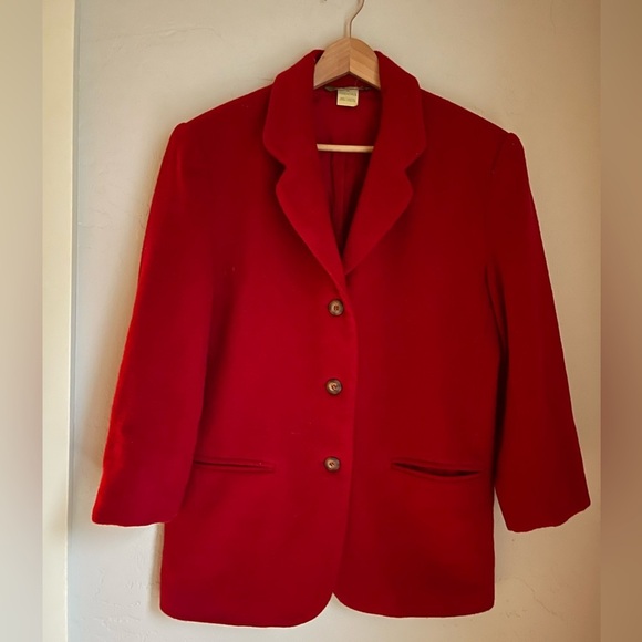 Vintage By Esprit Red Wool Blend Winter Jacket Size: M - Picture 1 of 11